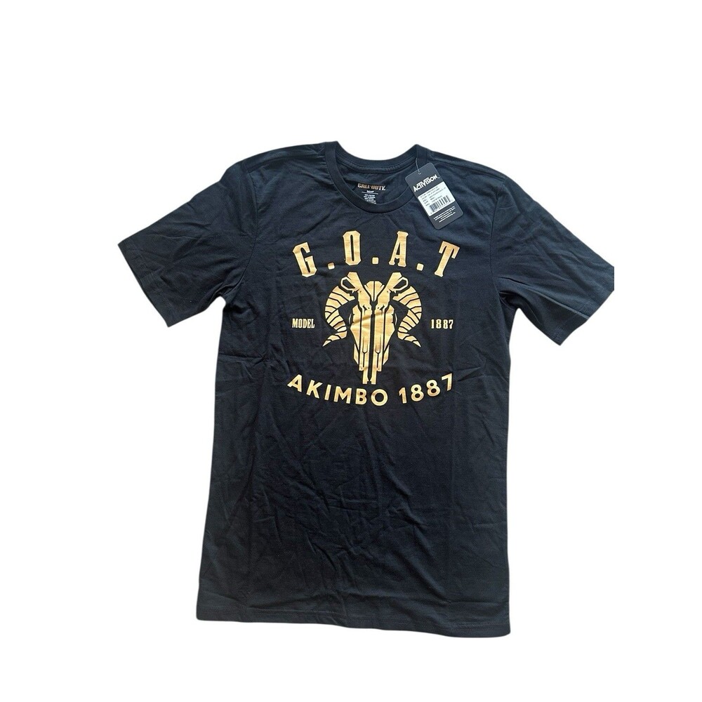 NWT Call of Duty Men's S G.O.A.T. Akimbo 1887 Black Short Sleeve T-Shirt NEW